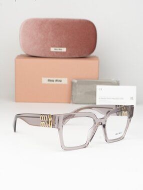 Miu Miu Women Eyeglasses Transparent Mauve Cat Eye MU04UV 12W1O1 NEW AUTHENTIC